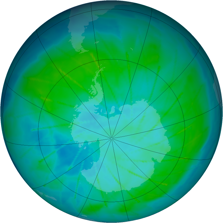 Antarctic ozone map for 26 January 2010